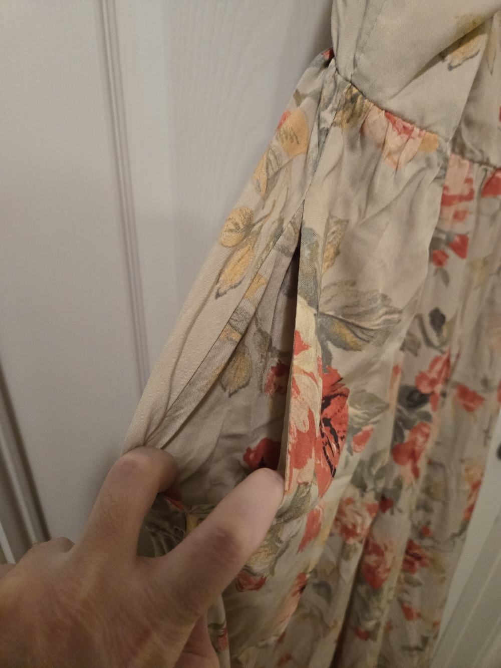 torrid Cream Maxi Dress with Coral Floral Print and Ruffled Straps - Picture 5 of 14